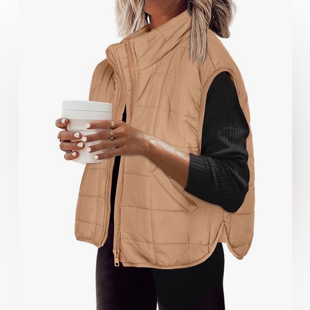 Zeagoo Tan Quilted Vest